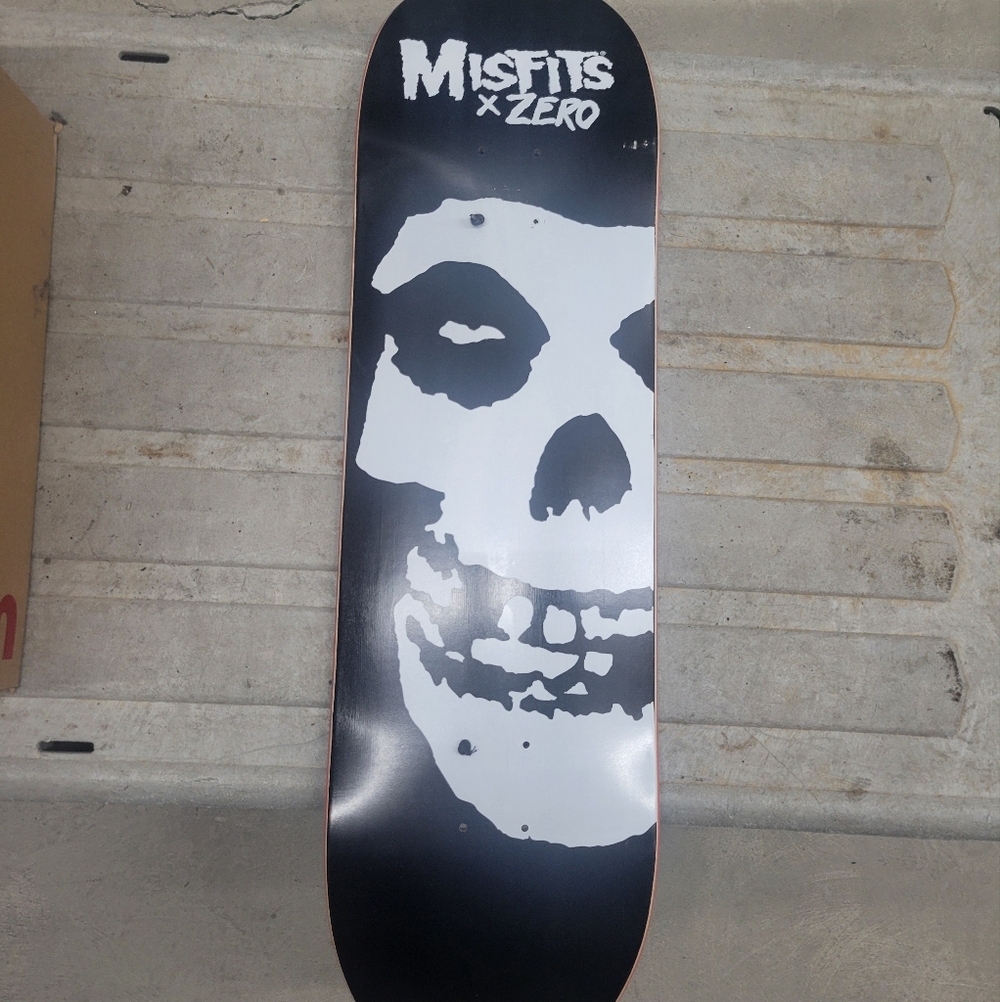 Zero x Misfits Black & White Skull Skateboard Deck